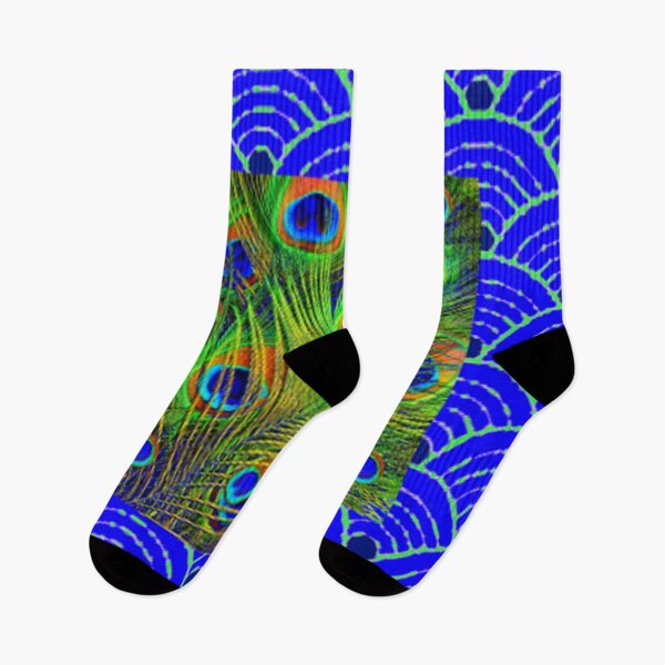 Item preview, BLUE PEACOCK FEATHERS GEOMETRIC PATTERNS ART designed and sold by sharlesart.