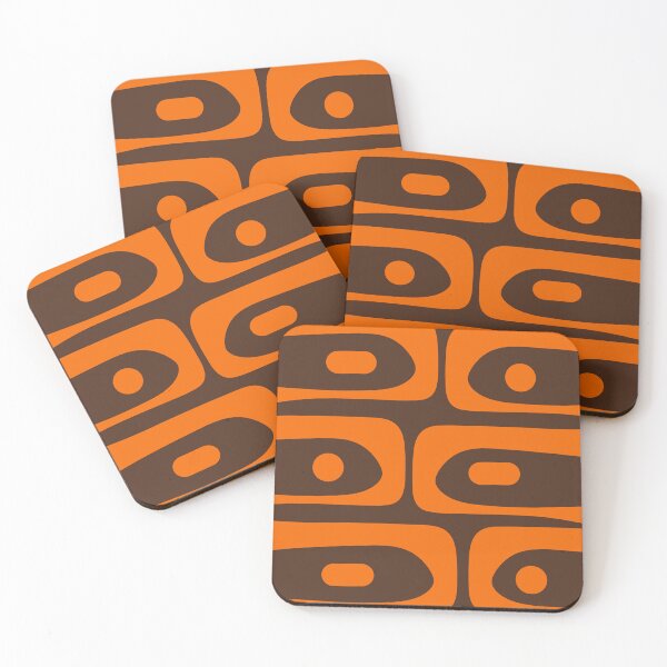 Item preview, Mid-Century Modern Piquet Retro Minimalist Abstract in 70s Orange and Dark Brown designed and sold by kierkegaard.