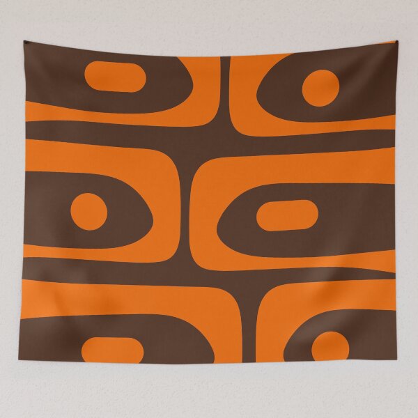 Item preview, Mid-Century Modern Piquet Retro Minimalist Abstract in 70s Orange and Dark Brown designed and sold by kierkegaard.