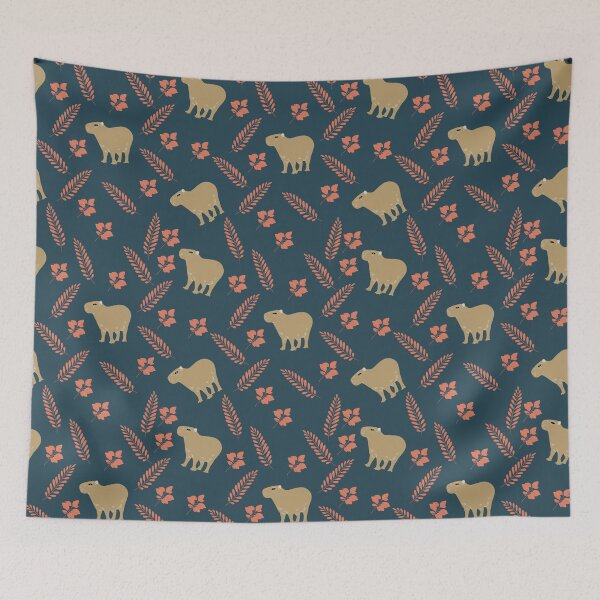 Item preview, Capybaras with pink flowers and leaves designed and sold by ArlacV.