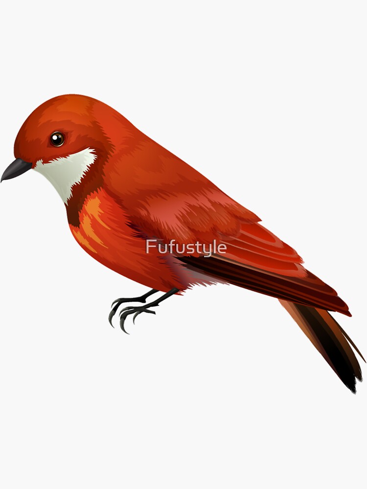 "Mini sparrow. Small red bird design and texture." Sticker for Sale by