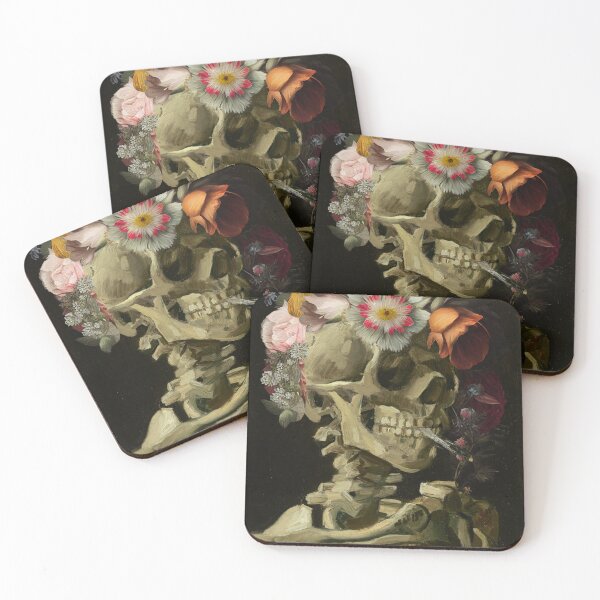Item preview, Vincent Van Gogh Skull with a Flower Crown designed and sold by curiouswonder.