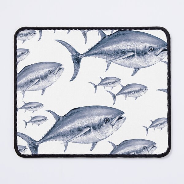 Item preview, Bluefin Tuna Vintage Blue Nautical Seamless Repeat Pattern Design designed and sold by Melissa MacMichael Art + Design.