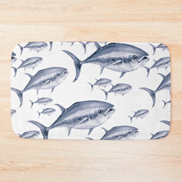 Item preview, Bluefin Tuna Vintage Blue Nautical Seamless Repeat Pattern Design designed and sold by Melissa  MacMichael Art + Design.
