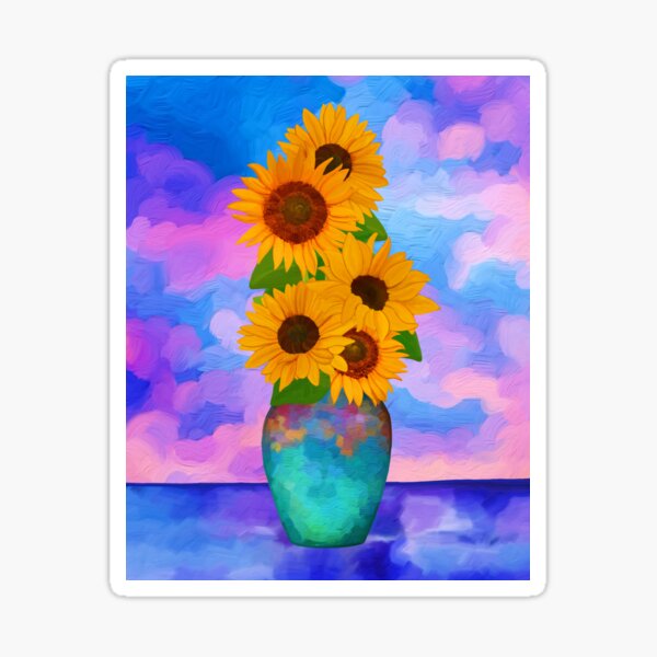 Sunflowers with Pink Clouds (8) Sticker