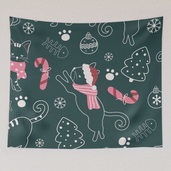 Item preview, Christmas Kitties Doodle Pattern designed and sold by HappyLifeCreate.