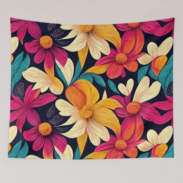 Item preview, Floral Colorful Vibrant Wallpaper designed and sold by thisisallahoax.