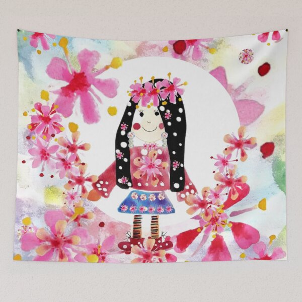 Item preview, Kiku Beautiful Sakura Girl.   Watercolour Collage designed and sold by DefaultOneWorld.