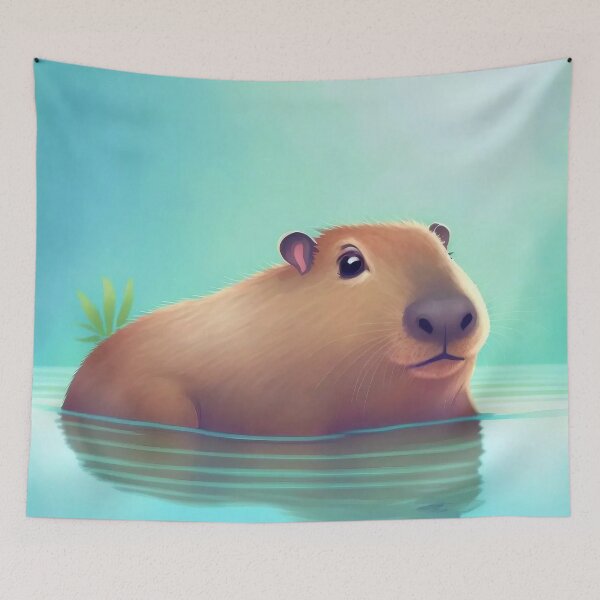 Aperçu de l'œuvre Capybara mignon profitant de l'eau créée et vendue par CapybaraCentral.