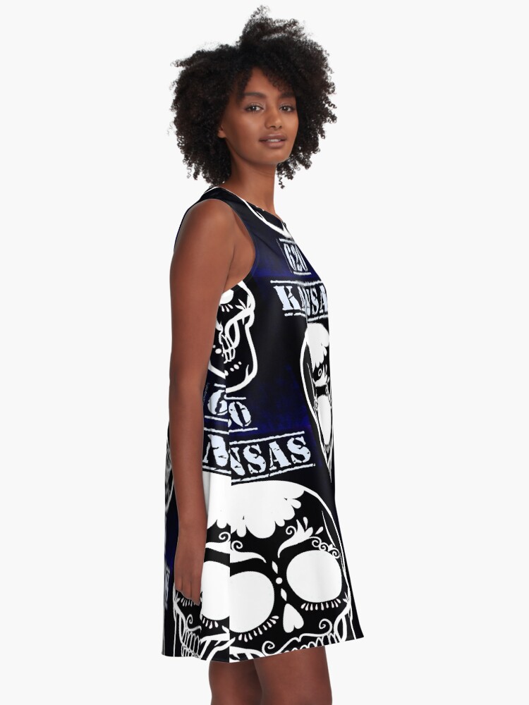 Thumbnail 2 of 4, A-Line Dress, Kansas 620 Black & Blue designed and sold by kinkatstyle.