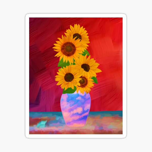 Sunflowers with Red Rain (13) Sticker