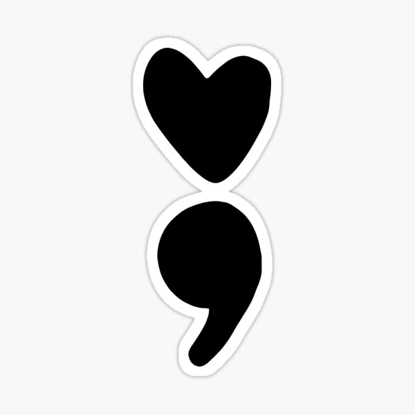 Item preview, semicolon heart (black) designed and sold by mystudiocreate.