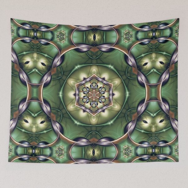 Item preview, Mystery Mandala in Green, Yellow, Bronze, and Purple designed and sold by Kelly Dietrich Mandala & Fractal Art.