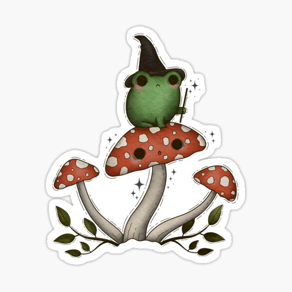 Frog Wizard and Magic Toadstool Sticker