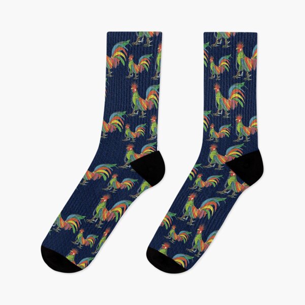 Artikelvorschau, Punky Rooster Basic on Gray Blue Zig Colors Dark entworfen und verkauft von AJLeibengeist.