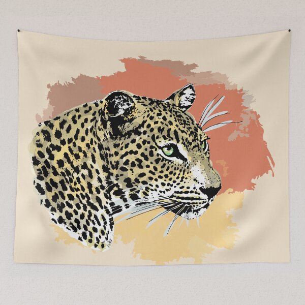 Item preview, Leopard Portrait Watercolor Artwork on Color Splash for Leopard Fans designed and sold by Scotch Macaskill.