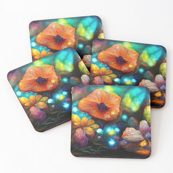 Item preview, Glowing wild flower design. Bioluminescent opal flowers. designed and sold by justinasv775.