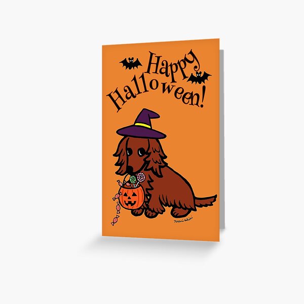 Cute Halloween Dachshund Witch's Hat Greeting Card