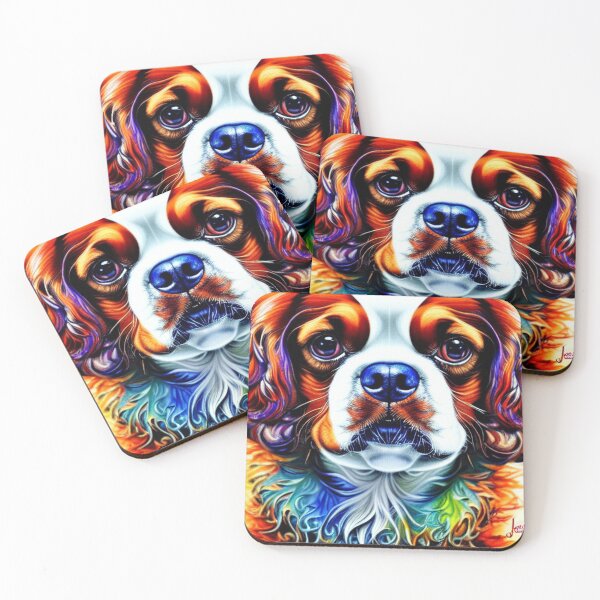 Item preview, Tribal King Charles Spaniel Dog Art 1 designed and sold by DiatomDesigns.