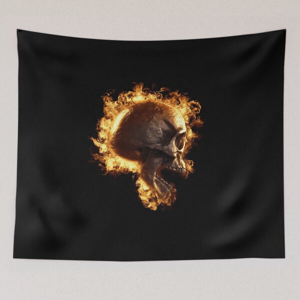 Item preview, Skull in fire wallpaper T-shirt designed and sold by graphiks.