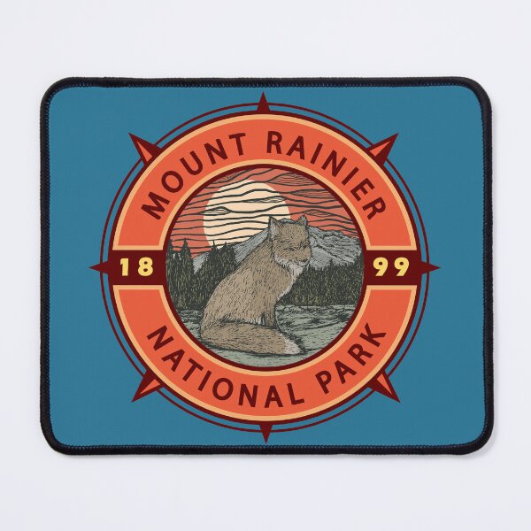 Item preview, Mount Rainier National Park Red Fox Retro Compass Emblem designed and sold by KrisSidDesigns.