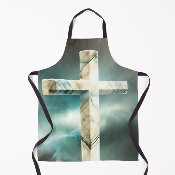 Item preview, Christian Cross with Marbled Green, Black and White with Cloudy Sky designed and sold by deniselynnimage.