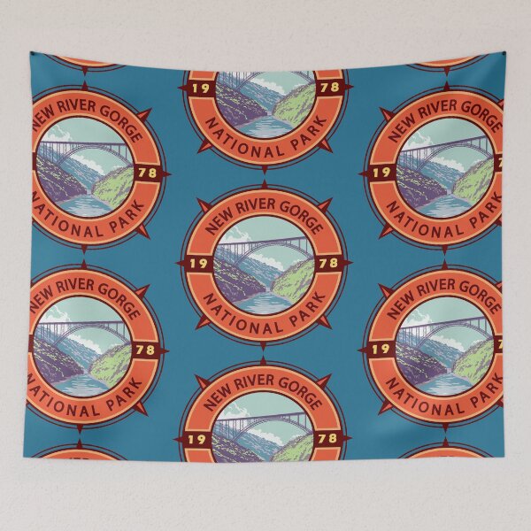Item preview, New River Gorge National Park Retro Compass Emblem designed and sold by KrisSidDesigns.