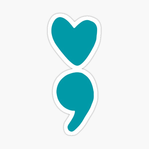 semicolon heart (teal) Sticker