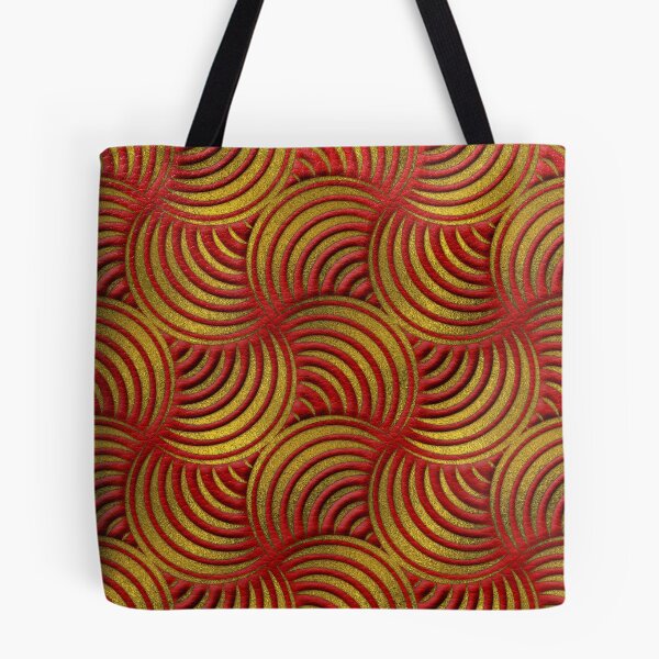 Item preview, Red Leather and Gold Circulate Wave Pattern designed and sold by k9printart.