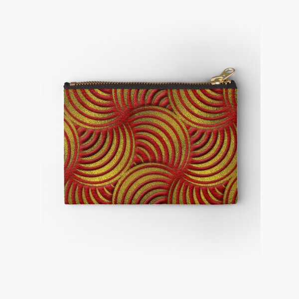 Item preview, Red Leather and Gold Circulate Wave Pattern designed and sold by k9printart.