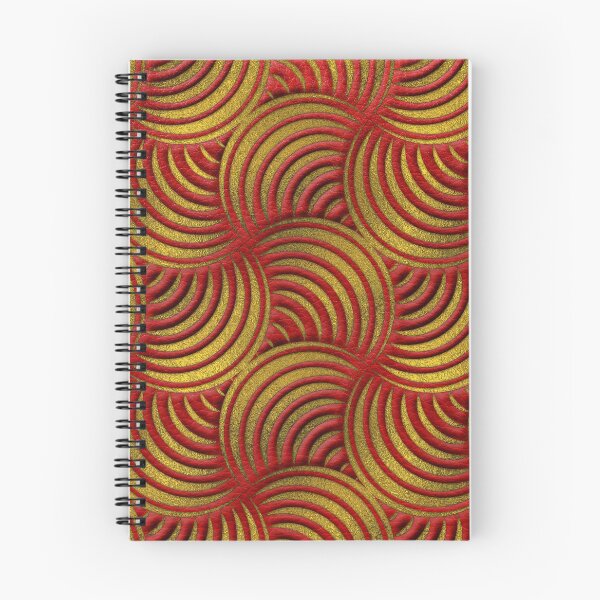 Item preview, Red Leather and Gold Circulate Wave Pattern designed and sold by k9printart.