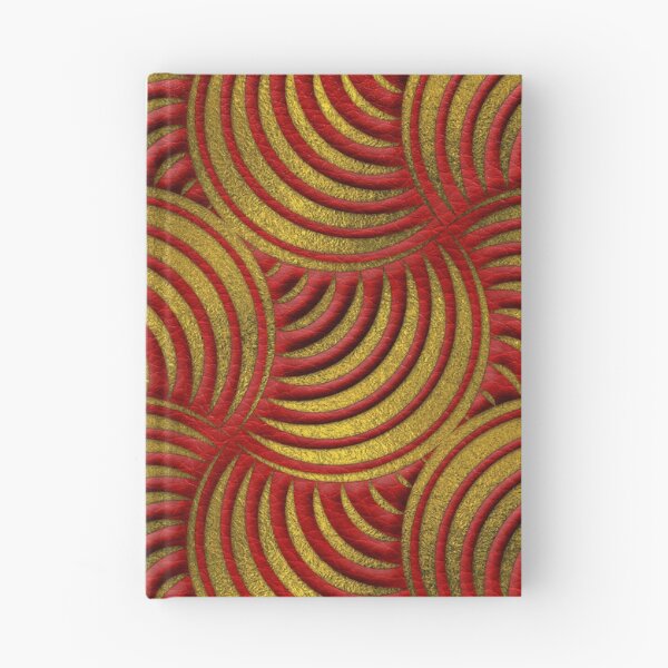 Item preview, Red Leather and Gold Circulate Wave Pattern designed and sold by k9printart.