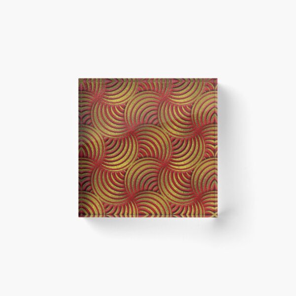 Item preview, Red Leather and Gold Circulate Wave Pattern designed and sold by k9printart.