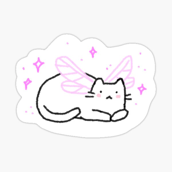 pink fairy cat sticker Sticker
