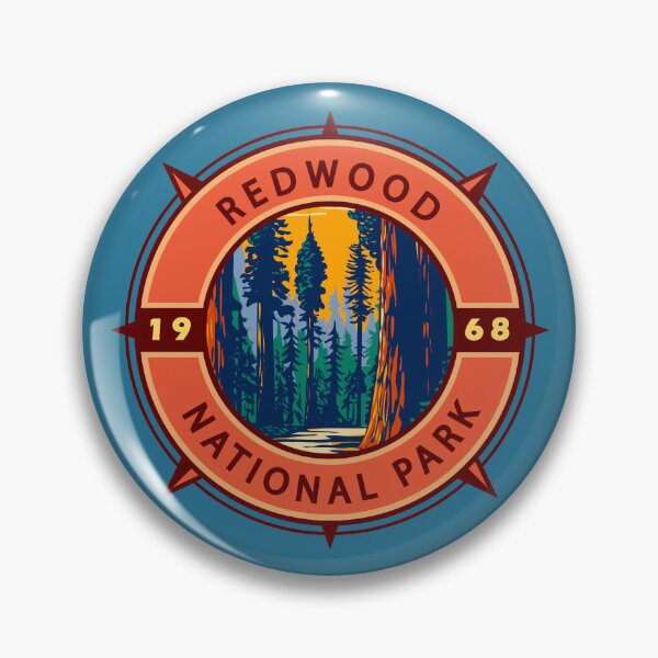 Item preview, Redwood National Park Retro Compass Emblem designed and sold by KrisSidDesigns.