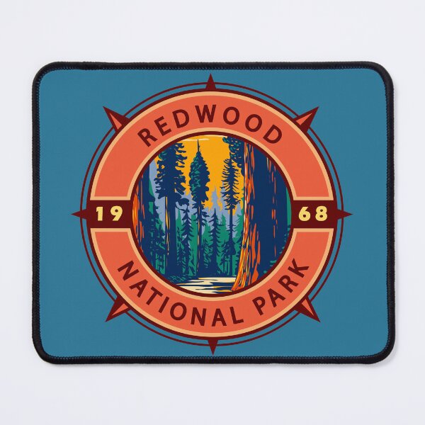 Item preview, Redwood National Park Retro Compass Emblem designed and sold by KrisSidDesigns.