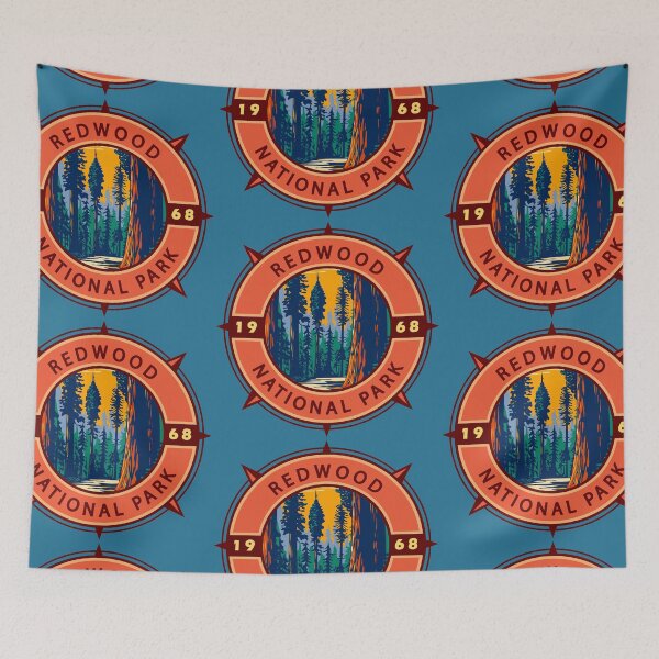 Item preview, Redwood National Park Retro Compass Emblem designed and sold by KrisSidDesigns.