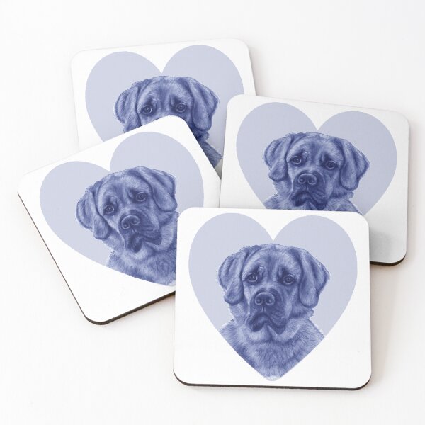 Item preview, Large red dog on a heart background - blue colorized version designed and sold by SylvieG18.