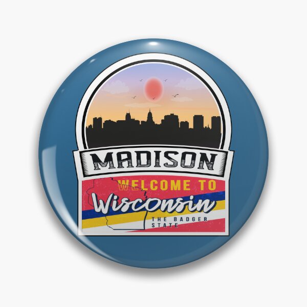 Artikelvorschau, Madison, Willkommen in Wisconsin, The Badger State | Wisconsin State and Cities Series -15 entworfen und verkauft von WorldStateArt.