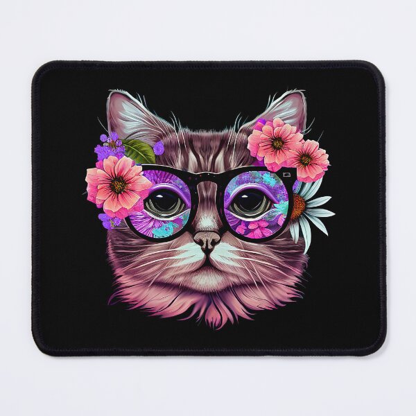 Item preview, Bloomcore Petalcore Flowers around a Smart Cat Wearing Glasses  designed and sold by Silly Dad Shirts.