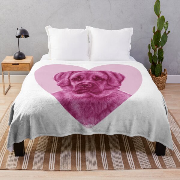 Aperçu de l'œuvre Grand chien roux sur fond coeur - version colorisée rose créée et vendue par SylvieG18.