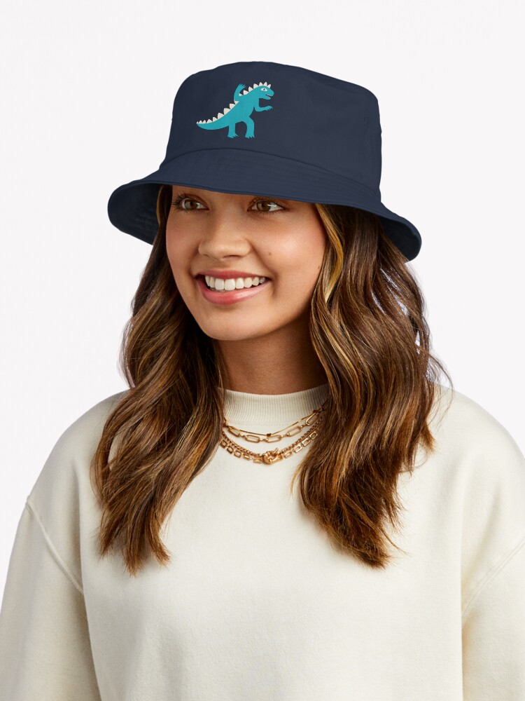 Alternate view of Midcentury Monsters in Space - turquoise and sage on Teal by Cecca Designs Bucket Hat