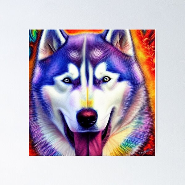 Artikelvorschau, Stammes-Husky-Hundekunst 3 entworfen und verkauft von DiatomDesigns.