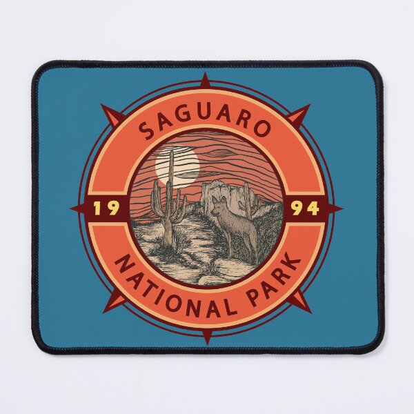 Item preview, Saguaro National Park Coyote Retro Compass Emblem designed and sold by KrisSidDesigns.