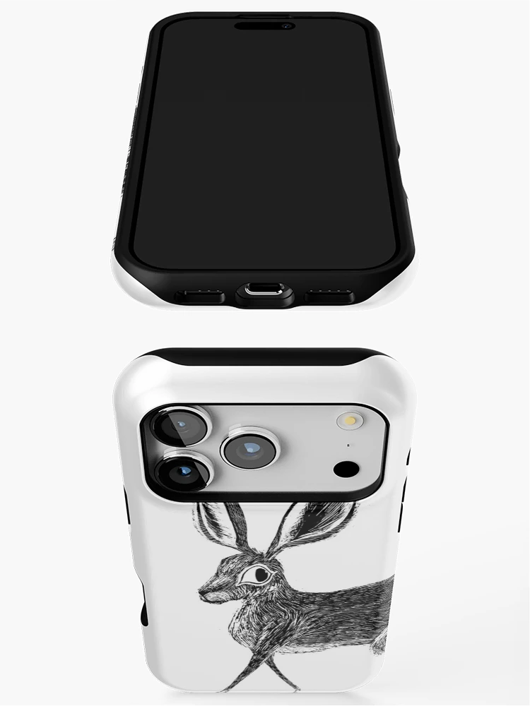 Thumbnail 3 of 4, iPhone Case, Scratchboard Rabbit designed and sold by Auburn Kelton.