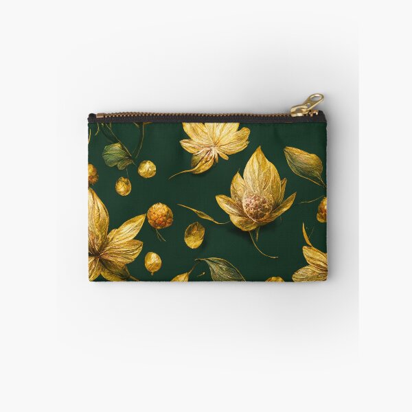 Artikelvorschau, Goldene Luxusblumen auf smaragdgrünem Hintergrund entworfen und verkauft von justinasv775.