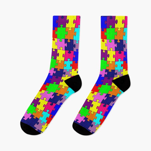 Item preview, Multicolored Jigsaw Puzzle Pieces designed and sold by SOCKSbySBD.