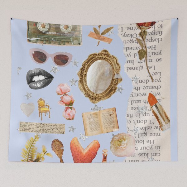 Item preview, Vintage Old Money Aesthetic Collage Print Lilac designed and sold by Femme Pastel Collective.
