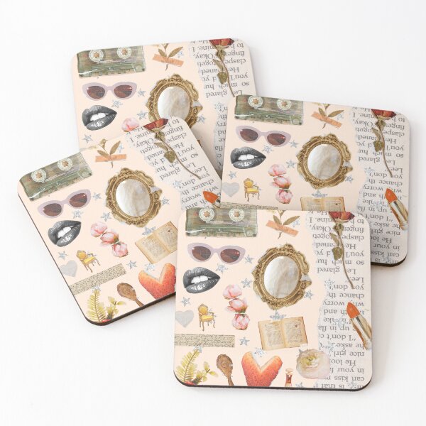 Item preview, Vintage Old Money Aesthetic Collage Print Light Peach designed and sold by Femme Pastel Collective.