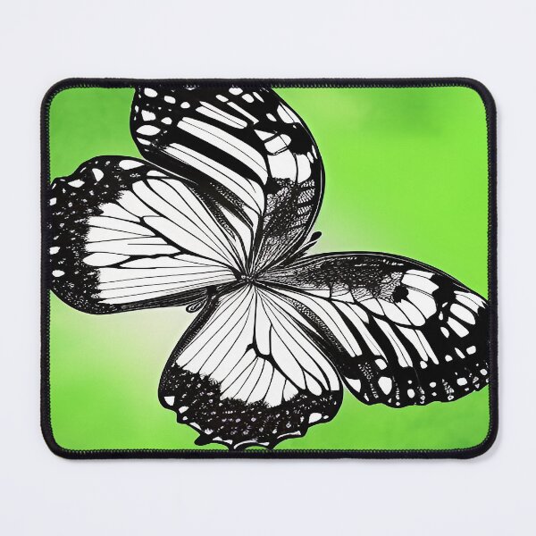 Item preview, Black and White Butterfly with Bright Neon Green Background designed and sold by deniselynnimage.